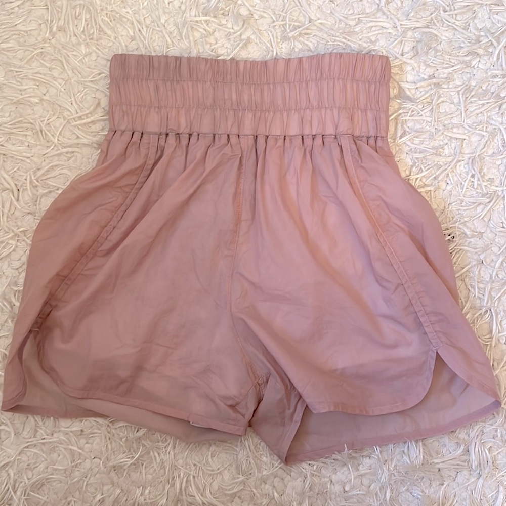 Elastic light colored pink shorts (I’m not sure the brand)